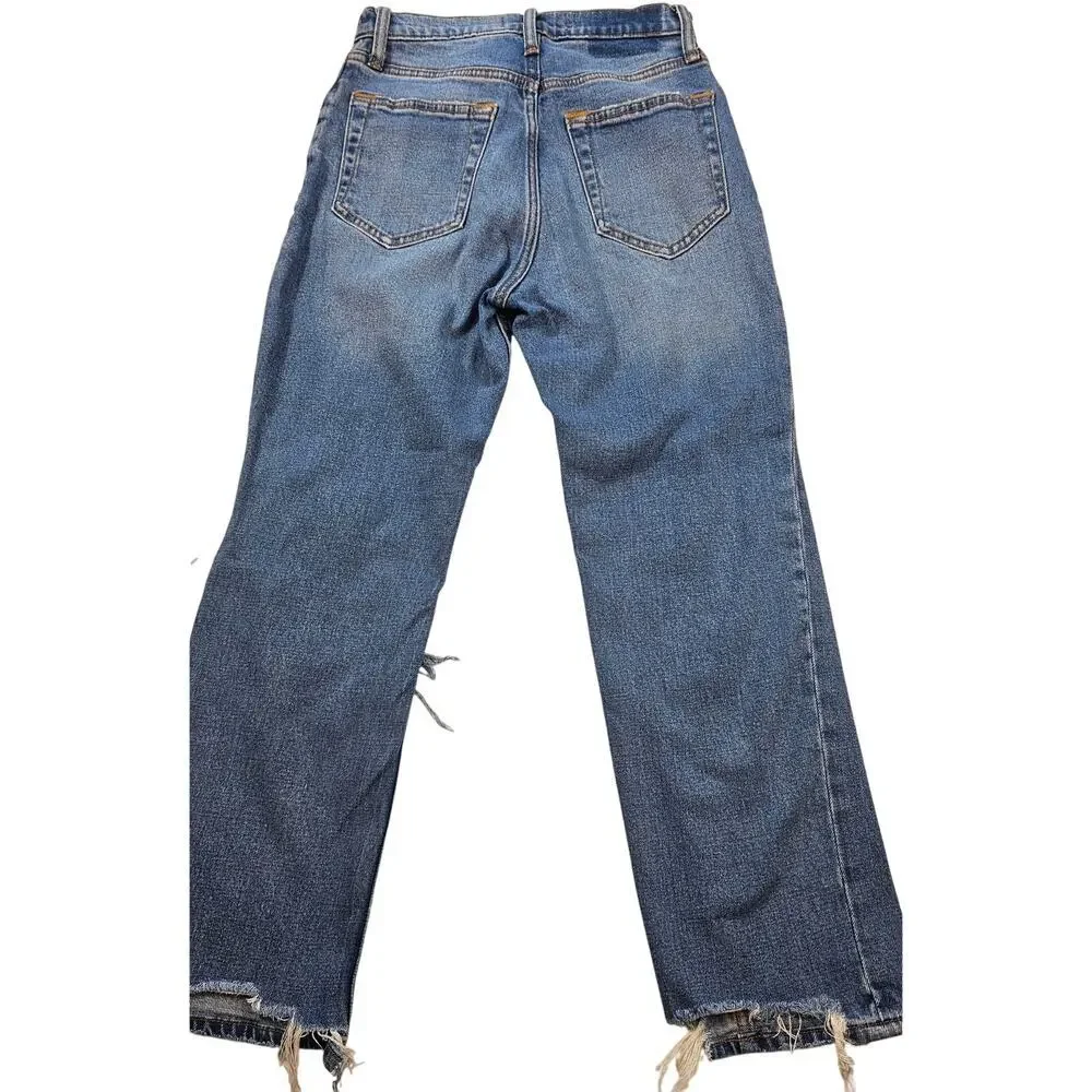 Ankle straight ultra high rise A&F 0S 0 SHORT distressed grunge 90s EUC petite
